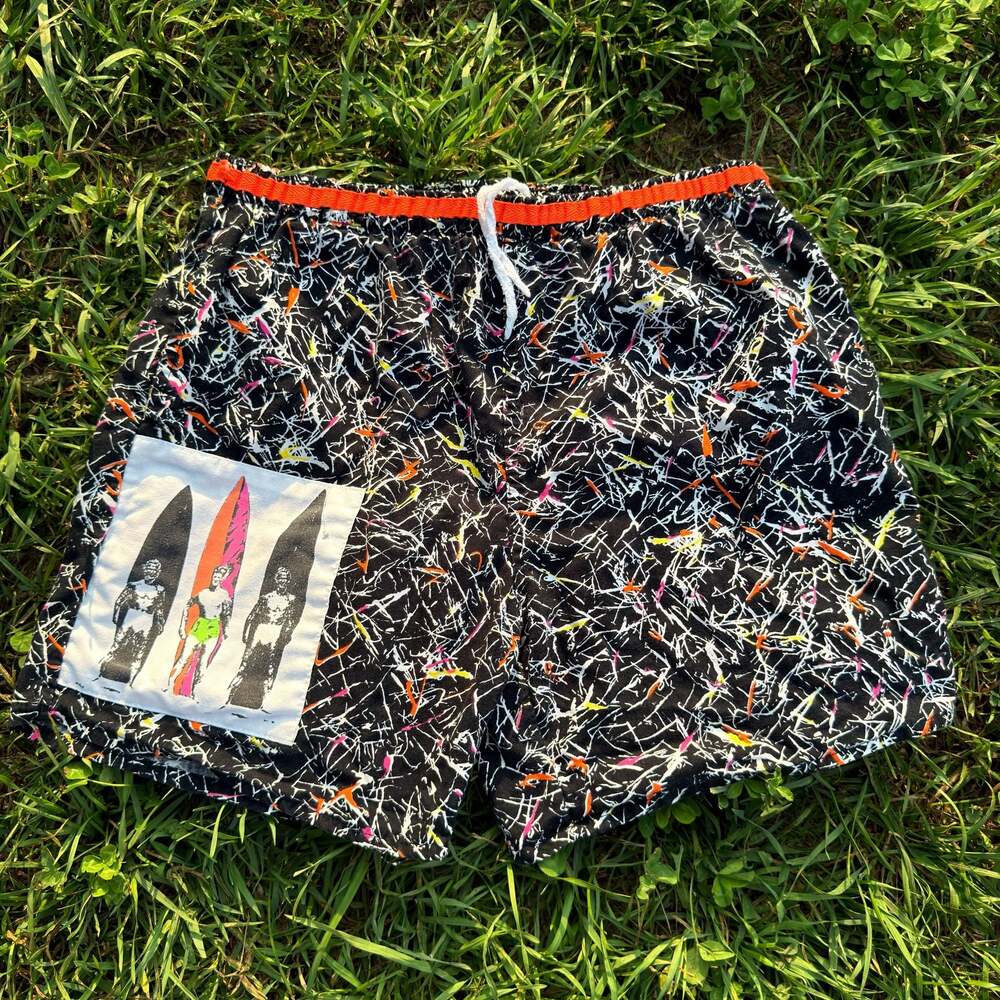 Vintage 90s McGREGOR Swim Paint Splatter Board Shorts Men's Size Medium